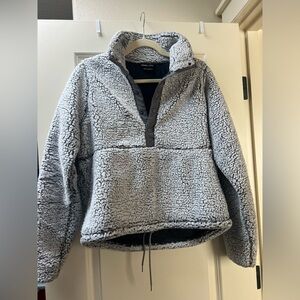 Prana Grey Polar Escape Snap up Sherpa Pull over